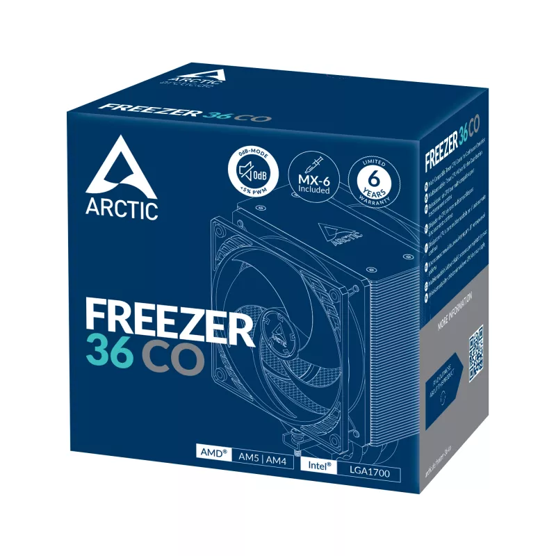 ARCTIC Freezer 36 CO kelių lizdų suderinamas bokštinis procesoriaus aušintuvas nuolatiniam darbui