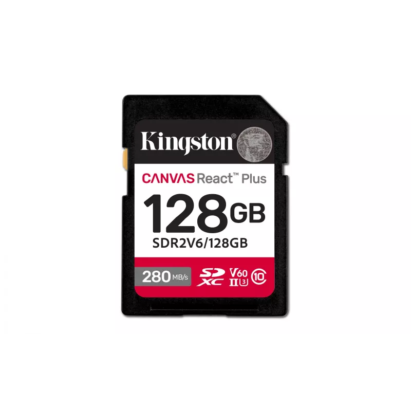 Kingston Technology 128 GB Canvas React Plus SDXC UHS-II 280R/100W U3 V60, skirta Full HD/4K