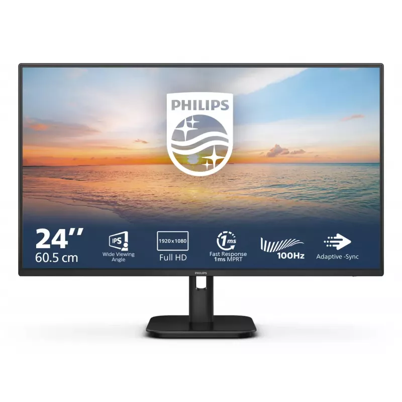 Monitorius Philips 1000 serijos 24E1N1100A/00 23,8 colio LCD Full HD IPS, 1920×1080, 100 Hz, 4 ms, sRGB, HDMI, VGA, garsiakalbiai
