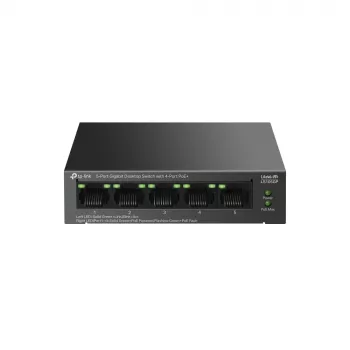 TP-LINK LiteWave 5 prievadų Gigabit darbalaukio jungiklis su 4 prievadų PoE+ (5x Gigabit, 4 PoE+, 65 W PoE biudžetas)