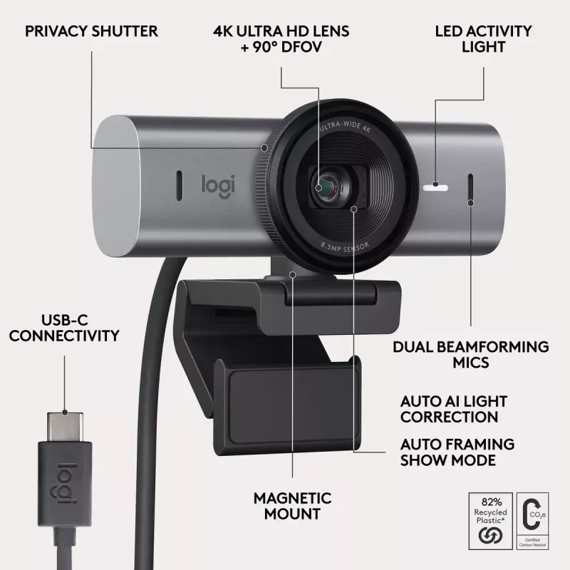 Internetinė kamera Logitech MX Brio 705 8.5 MP 4K Ultra HD USB 3.2