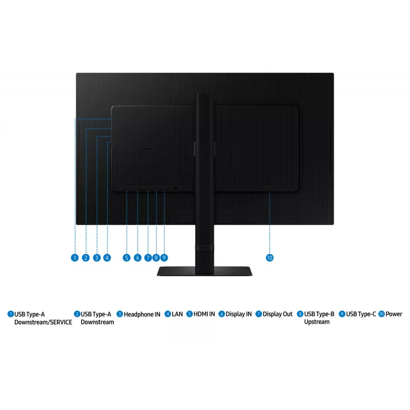Monitorius Samsung S60UD 27 colių Quad HD IPS LCD 2560×1440, 5 ms, USB 3.2 šakotuvas, VESA, reguliuojamas aukštis, juodas