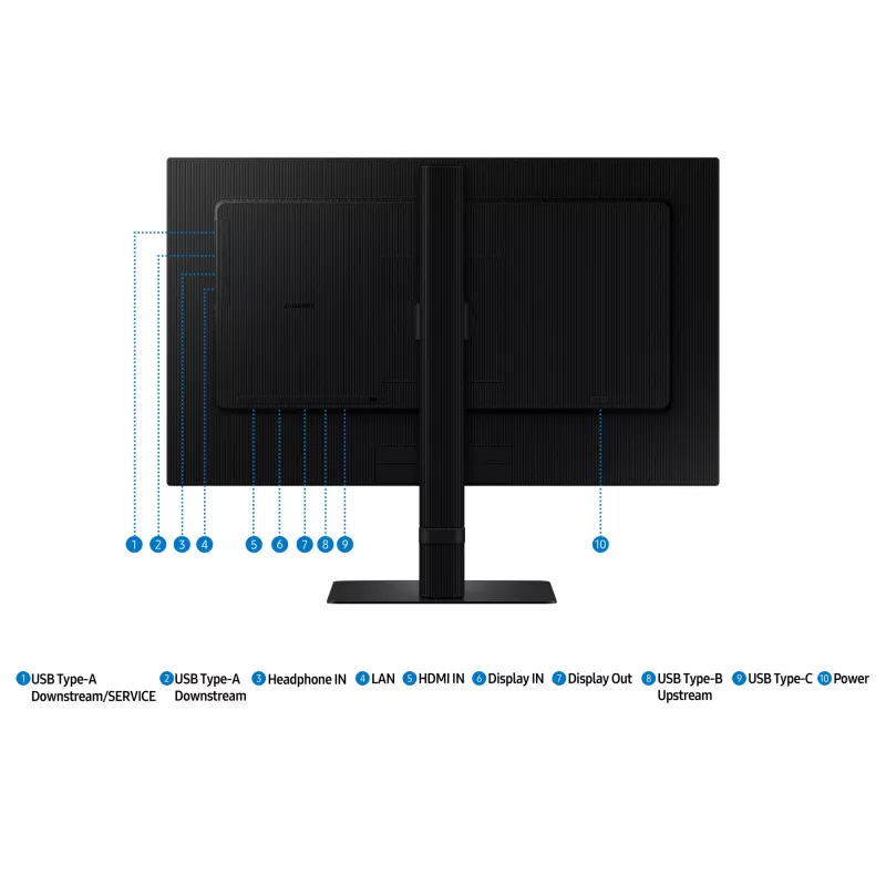 24 colių Quad HD LCD monitorius Samsung S60UD LS24D600UAUXEN — 2560×1440, IPS, 5 ms, USB-C PD 90W, USB 3.2 hub, VESA
