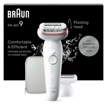Braun Silk-epil 9 9-030 epiliatorius, 40 pincetų, baltas
