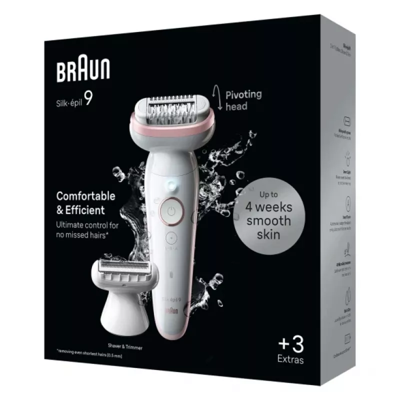 Braun Silk-epil 9 9-030 epiliatorius, 40 pincetų, baltas