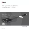 CLUB3D USB-C® šakotuvas į du HDMI™ 4K60Hz M/F+PD3.0 100 W