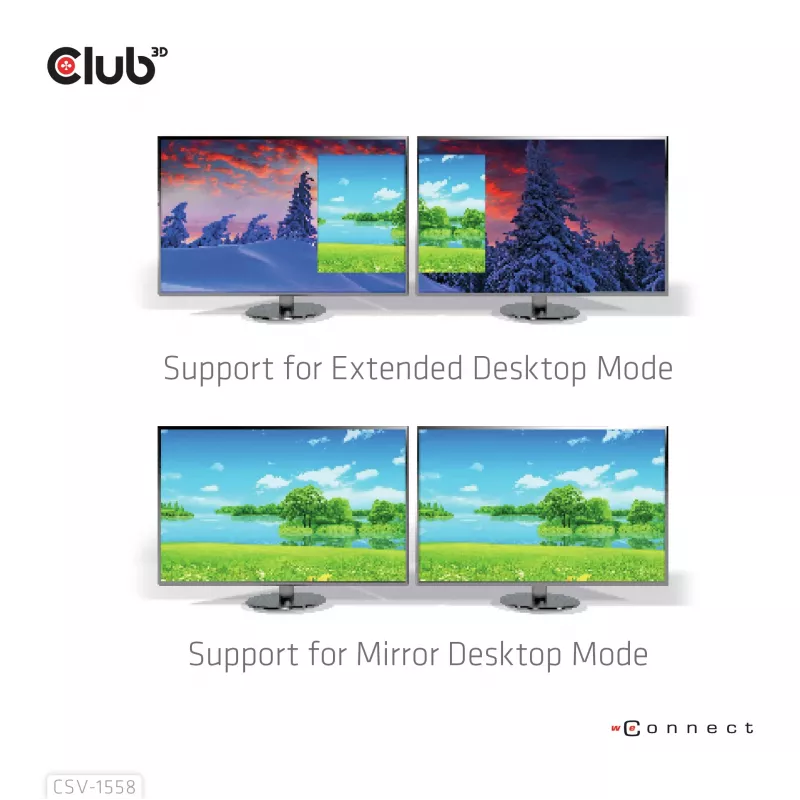 CLUB3D USB-C® šakotuvas į du HDMI™ 4K60Hz M/F+PD3.0 100 W