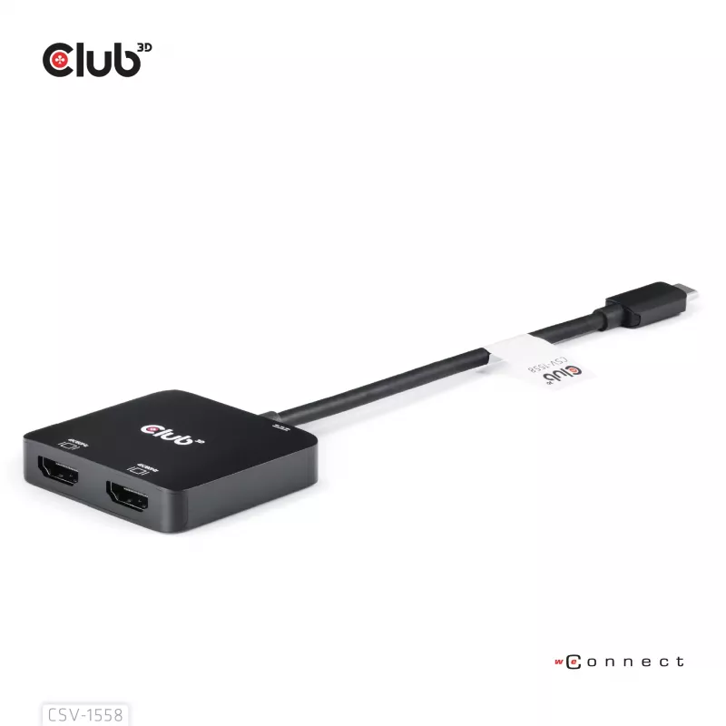 CLUB3D USB-C® šakotuvas į du HDMI™ 4K60Hz M/F+PD3.0 100 W