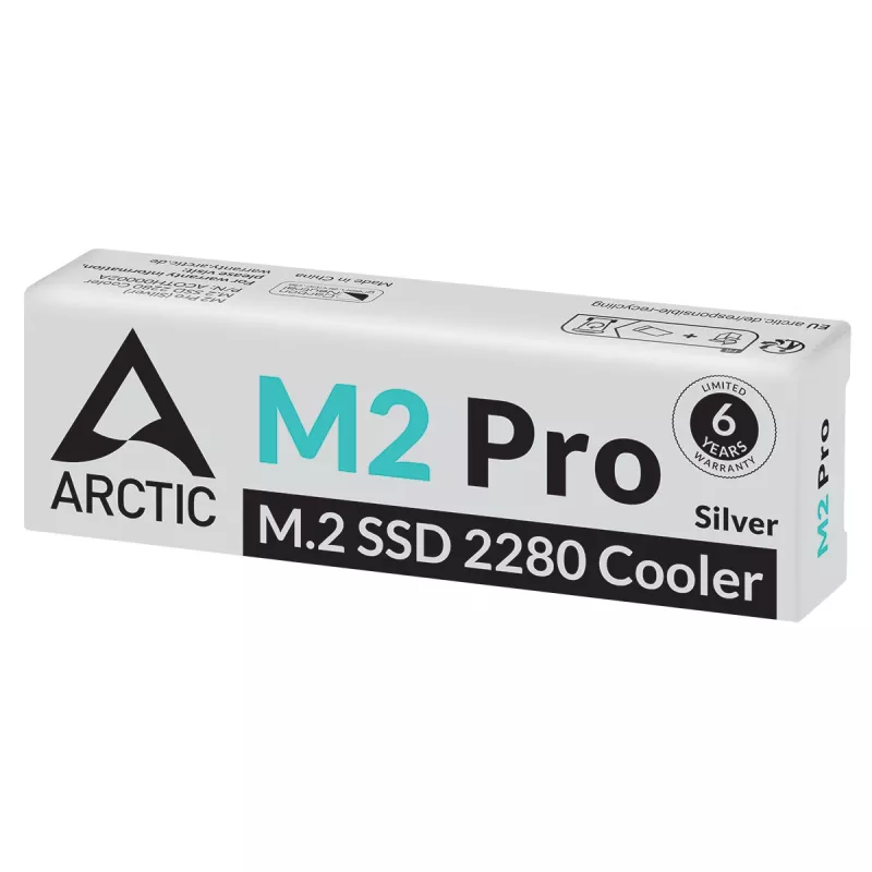 ARCTIC M2 Pro (Sidabrinė) - SSD aušintuvas M.2 diskams, šilumos šalintuvas/radiatorius, sidabrinis
