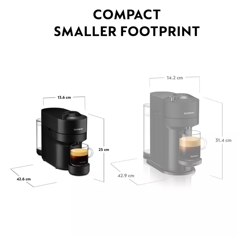De’Longhi NESPRESSO® Vertuo Pop ENV90.B - Liquorice Juoda, kavos kapsulių aparatas, 0,56 l, kavos kapsulė, 1260 W, juoda