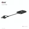 Vaizdo skirstytuvas Club 3D CSV-1478 USB Type-C (su USB-A adapteriu) į du DisplayPort 4K60Hz, juodas