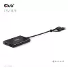 Vaizdo skirstytuvas Club 3D CSV-1478 USB Type-C (su USB-A adapteriu) į du DisplayPort 4K60Hz, juodas
