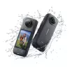 Veiksmo kamera Insta360 X4 — 72 MP, 8K (7680×3840) CMOS, 1/2 colio jutiklis, įmontuotas ekranas, Wi‑Fi, 120 kadrų per sekundę, MicroSD, 602 g, juoda