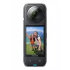 Veiksmo kamera Insta360 X4 — 72 MP, 8K (7680×3840) CMOS, 1/2 colio jutiklis, įmontuotas ekranas, Wi‑Fi, 120 kadrų per sekundę, MicroSD, 602 g, juoda