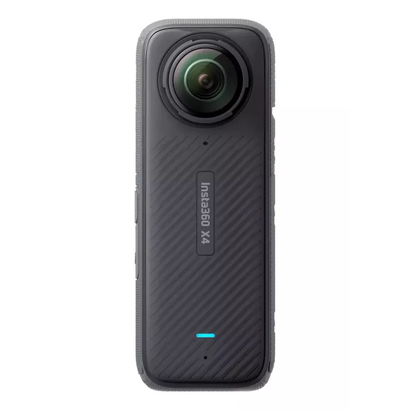 Veiksmo kamera Insta360 X4 — 72 MP, 8K (7680×3840) CMOS, 1/2 colio jutiklis, įmontuotas ekranas, Wi‑Fi, 120 kadrų per sekundę, MicroSD, 602 g, juoda