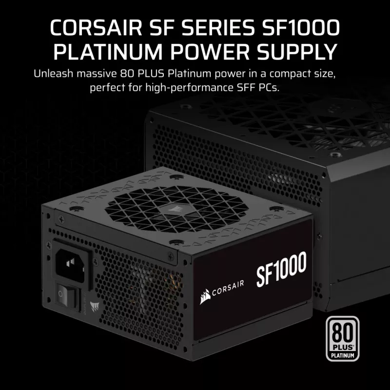 Maitinimo blokas CORSAIR CP-9020257-EU — 1000 W, 24 kontaktų ATX, 80 PLUS Gold, 140 mm ventiliatorius, juodas