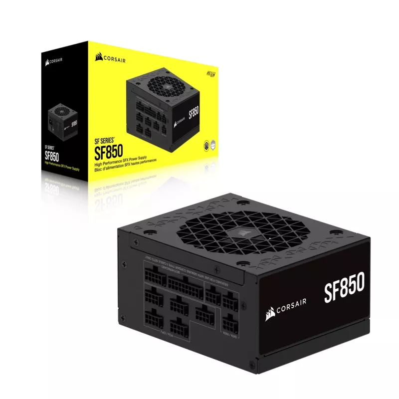 Maitinimo blokas CORSAIR CP-9020256-EU, 850 W, 24 kontaktų ATX, 80 PLUS Gold, 140 mm ventiliatorius, juodos spalvos