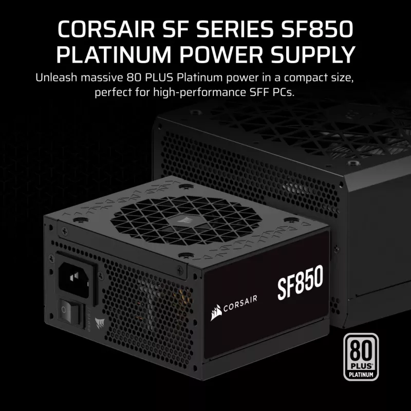 Maitinimo blokas CORSAIR CP-9020256-EU, 850 W, 24 kontaktų ATX, 80 PLUS Gold, 140 mm ventiliatorius, juodos spalvos