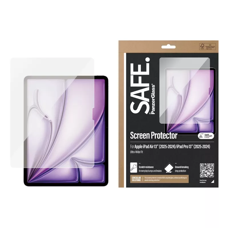 PanzerGlass SAFE. by ® ekrano apsauga iPad Air 13'' (2024-2026) | iPad Pro 13'' (2024-2025) | itin platus pritaikymas