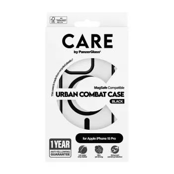 PanzerGlass CARE™ by ® Urban Combat Case Skaidrus su Juodu MagSafe iPhone 15 Pro