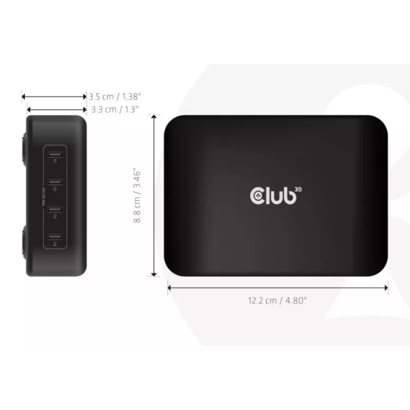 Mobiliojo įrenginio įkroviklis CLUB3D CAC-1918 Universal Black AC 4 USB Type-C prievadai