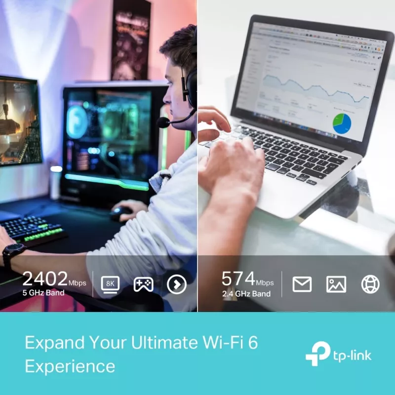 Belaidis USB adapteris TP-Link Archer AX3000 (Archer TX50UH) – dviejų juostų Wi‑Fi 6, USB 3.2 Gen1, iki 3000 Mbps, vidinė antena, Windows 11
