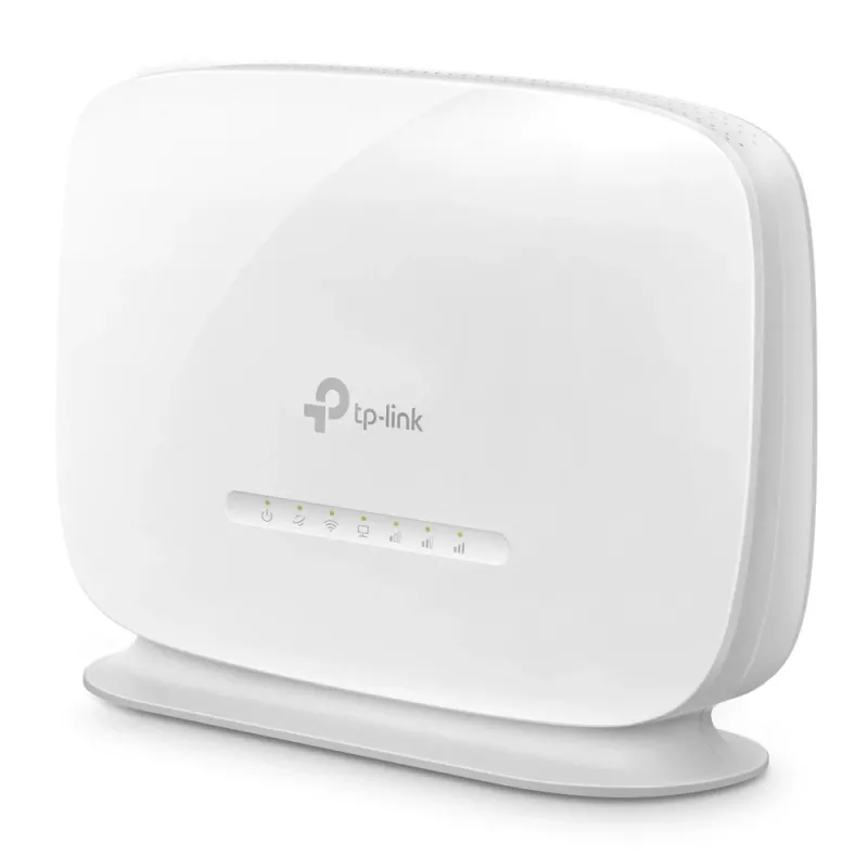TP-Link 300 Mbps Wireless N 4G LTE maršrutizatorius, Wi-Fi 4 (802.11n), vienos juostos (2,4 GHz), Ethernet LAN, 4G, baltas, stalinis maršrutizatorius