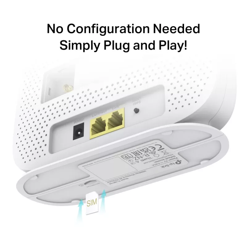 TP-Link 300 Mbps Wireless N 4G LTE maršrutizatorius, Wi-Fi 4 (802.11n), vienos juostos (2,4 GHz), Ethernet LAN, 4G, baltas, stalinis maršrutizatorius