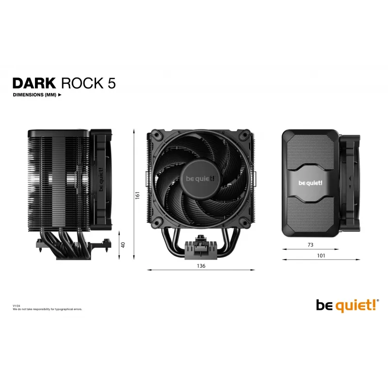 be quiet! DARK ROCK 5 Procesoriaus oro aušintuvas 12 cm Juoda 1 vnt.