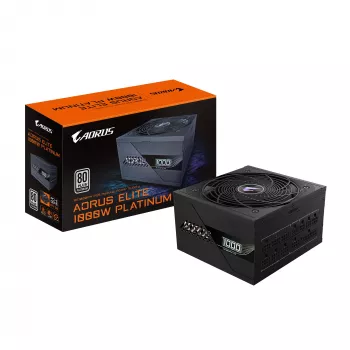 GIGABYTE AORUS ELITE P1000W ICE Maitinimo blokas - PCIe 5.0, 80 PLUS Platinum, visiškai modulinis dizainas, 120 mm ventiliatorius, suderinamas su ATX 3.0, EU kištukas