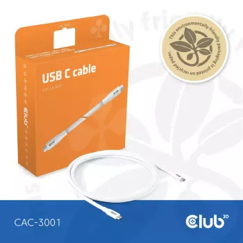 USB-C laidas CLUB3D CAC-3001 2 m USB4 Gen 3x2 baltas