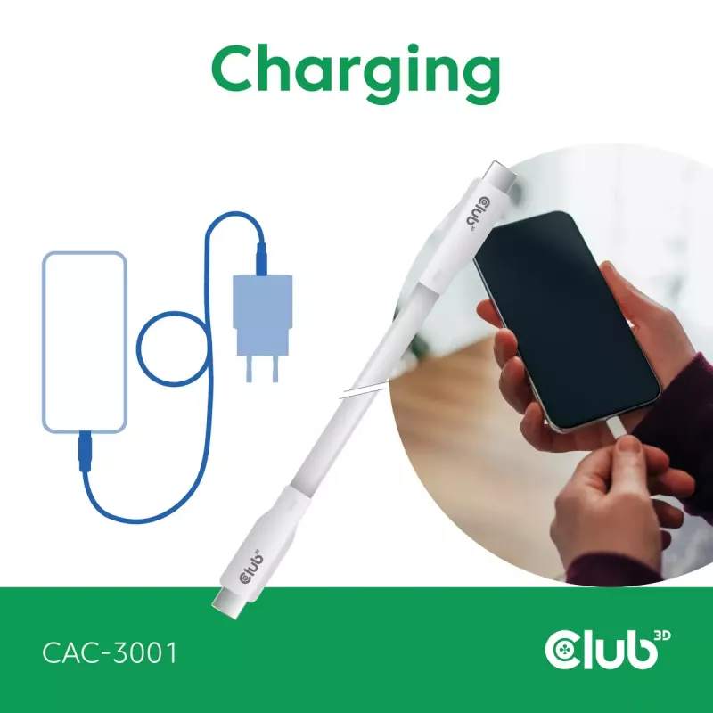 USB-C laidas CLUB3D CAC-3001 2 m USB4 Gen 3x2 baltas