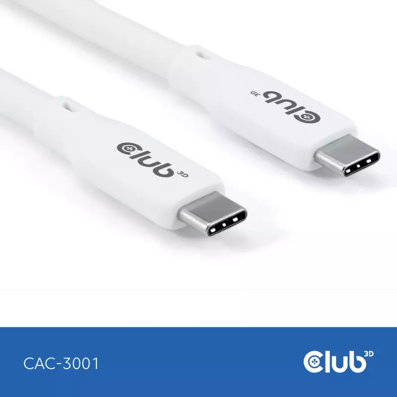 USB-C laidas CLUB3D CAC-3001 2 m USB4 Gen 3x2 baltas
