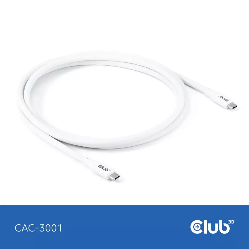 USB-C laidas CLUB3D CAC-3001 2 m USB4 Gen 3x2 baltas
