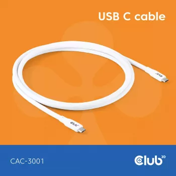 USB-C laidas CLUB3D CAC-3001 2 m USB4 Gen 3x2 baltas