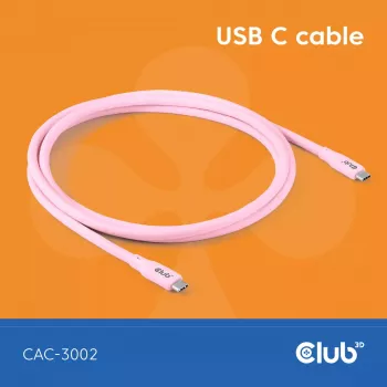 USB C laidas CLUB3D CAC-3002 2m USB4 Gen 3x2 Rožinis