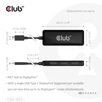 CLUB3D USB-C® į Triple DisplayPort™ 4K60Hz
