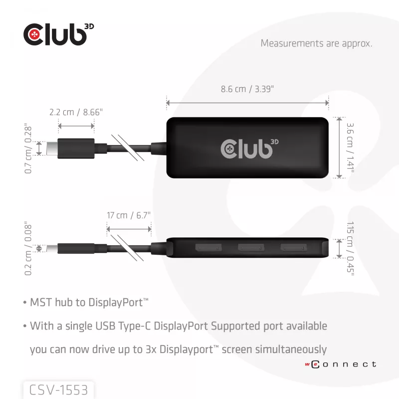 CLUB3D USB-C® į Triple DisplayPort™ 4K60Hz
