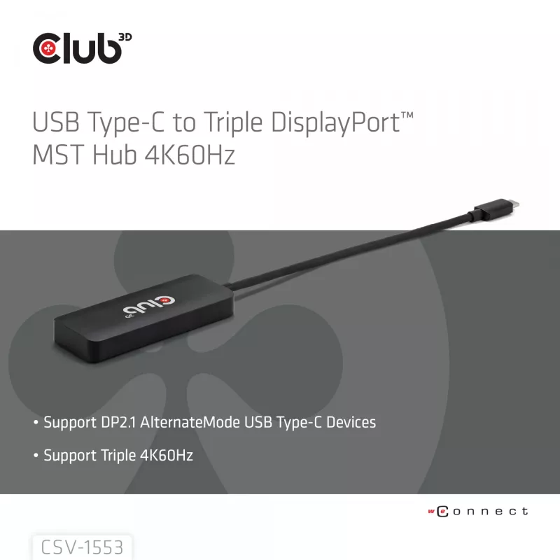 CLUB3D USB-C® į Triple DisplayPort™ 4K60Hz