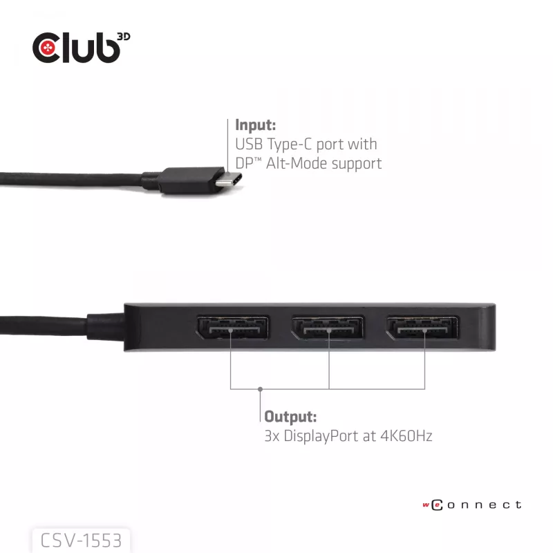 CLUB3D USB-C® į Triple DisplayPort™ 4K60Hz