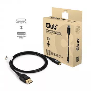 USB Type-C į DisplayPort 2.1 laidas, club 3d CAC-1559, dvipusis, VESA DP80 sertifikuotas, 1 m