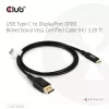 USB Type-C į DisplayPort 2.1 laidas, club 3d CAC-1559, dvipusis, VESA DP80 sertifikuotas, 1 m