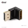 Adapter club 3d DisplayPort vyriška į DisplayPort 1.4 moteriška 90° kampuota, palaiko 4K@120Hz