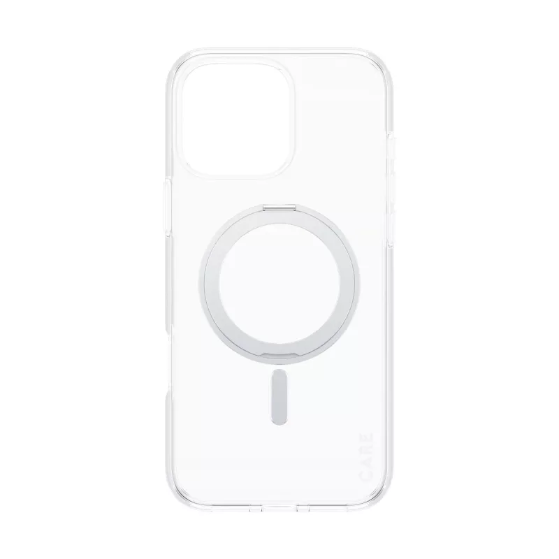PanzerGlass CARE™ by ® Dėklas permatomas su sidabriniu stoveliu ir MagSafe, skirtas iPhone 16 Pro Max