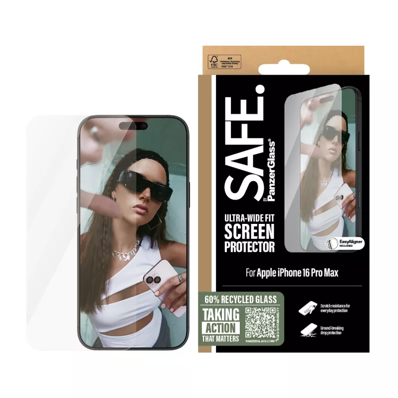 PanzerGlass SAFE. by ® iPhone 16 Pro Max ekrano apsauga | Ultra-Wide Fit