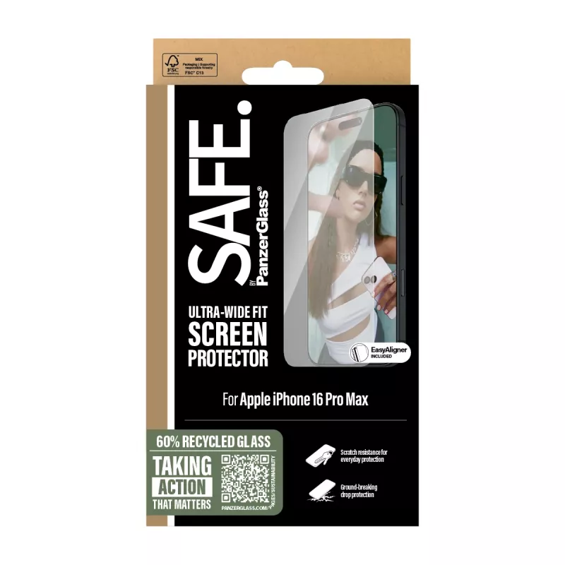 PanzerGlass SAFE. by ® iPhone 16 Pro Max ekrano apsauga | Ultra-Wide Fit
