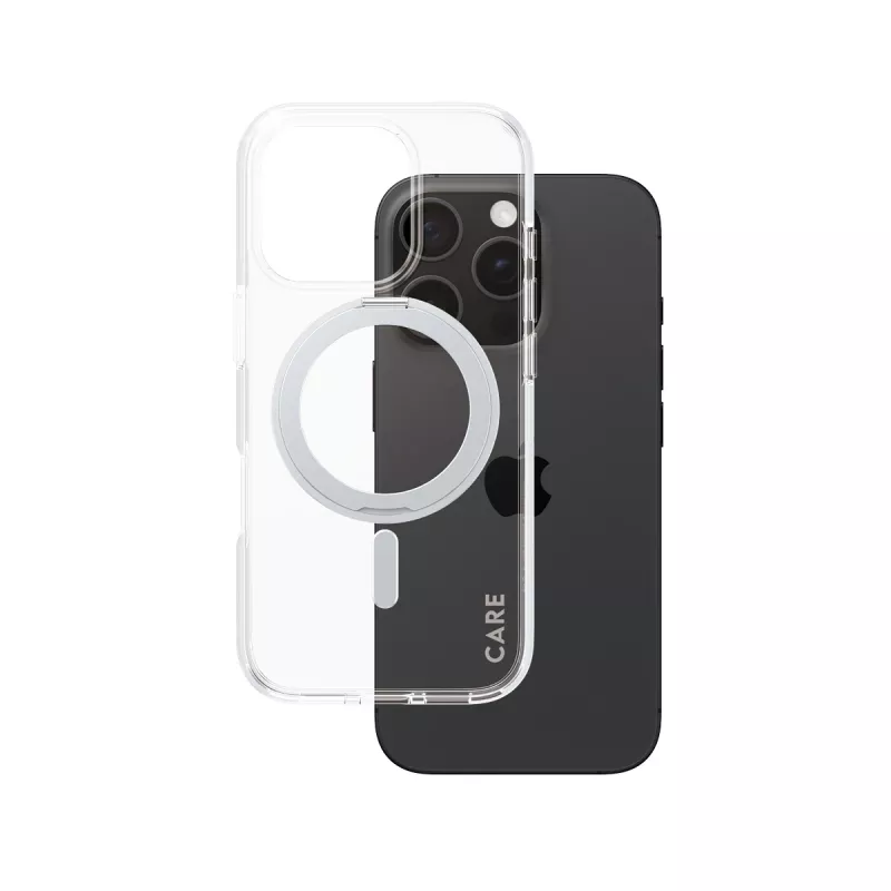 PanzerGlass CARE™ by ® Dėklas Skaidrus su Sidabriniu Stoveliu ir MagSafe iPhone 16 Pro