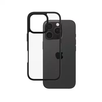 PanzerGlass CARE™ by ® Urban Combat Case permatomas su juodu rėmeliu, skirtas iPhone 16 Pro