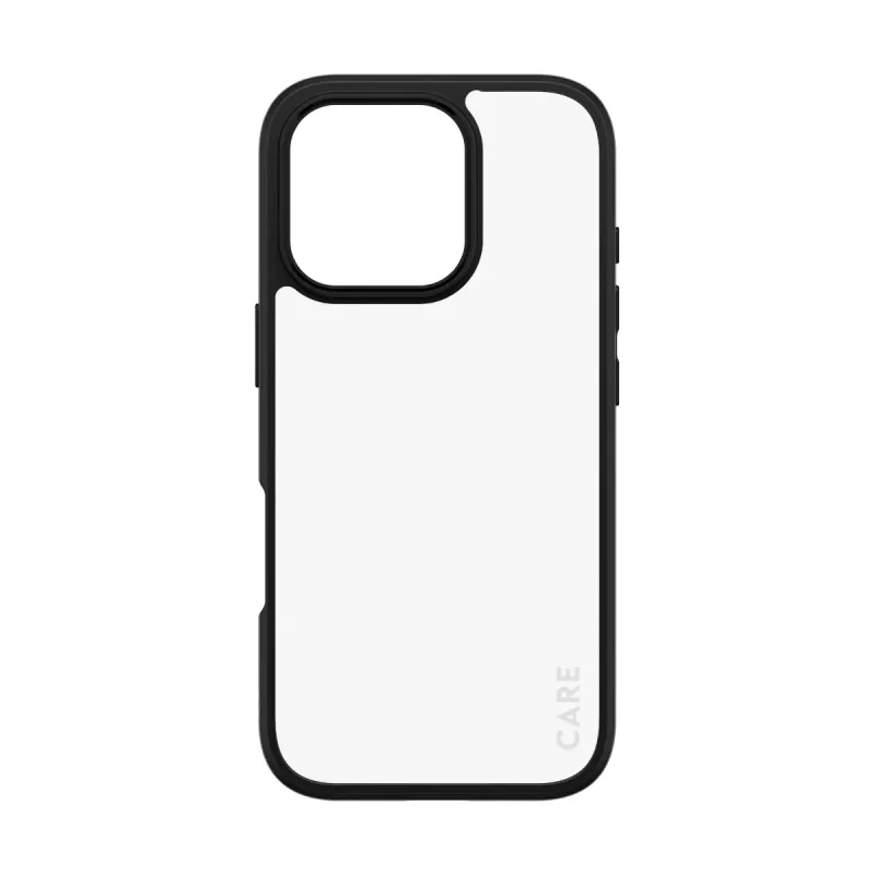 PanzerGlass CARE™ by ® Urban Combat Case permatomas su juodu rėmeliu, skirtas iPhone 16 Pro