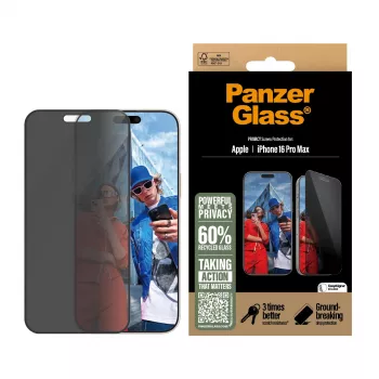 PanzerGlass ® Privatumo ekrano apsauga iPhone 16 Pro Max | Ultra-Wide Fit su EasyAligner